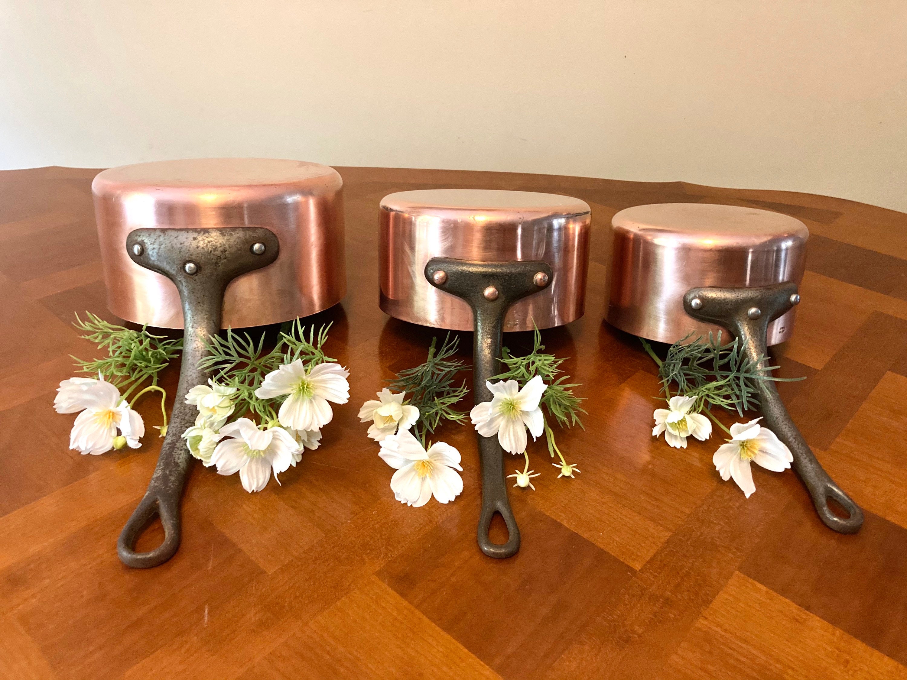 Vintage Français Professional Mora & Cie Copper Chef Set Stainless Steel Bubble Rivets 3mm Paris, Fr