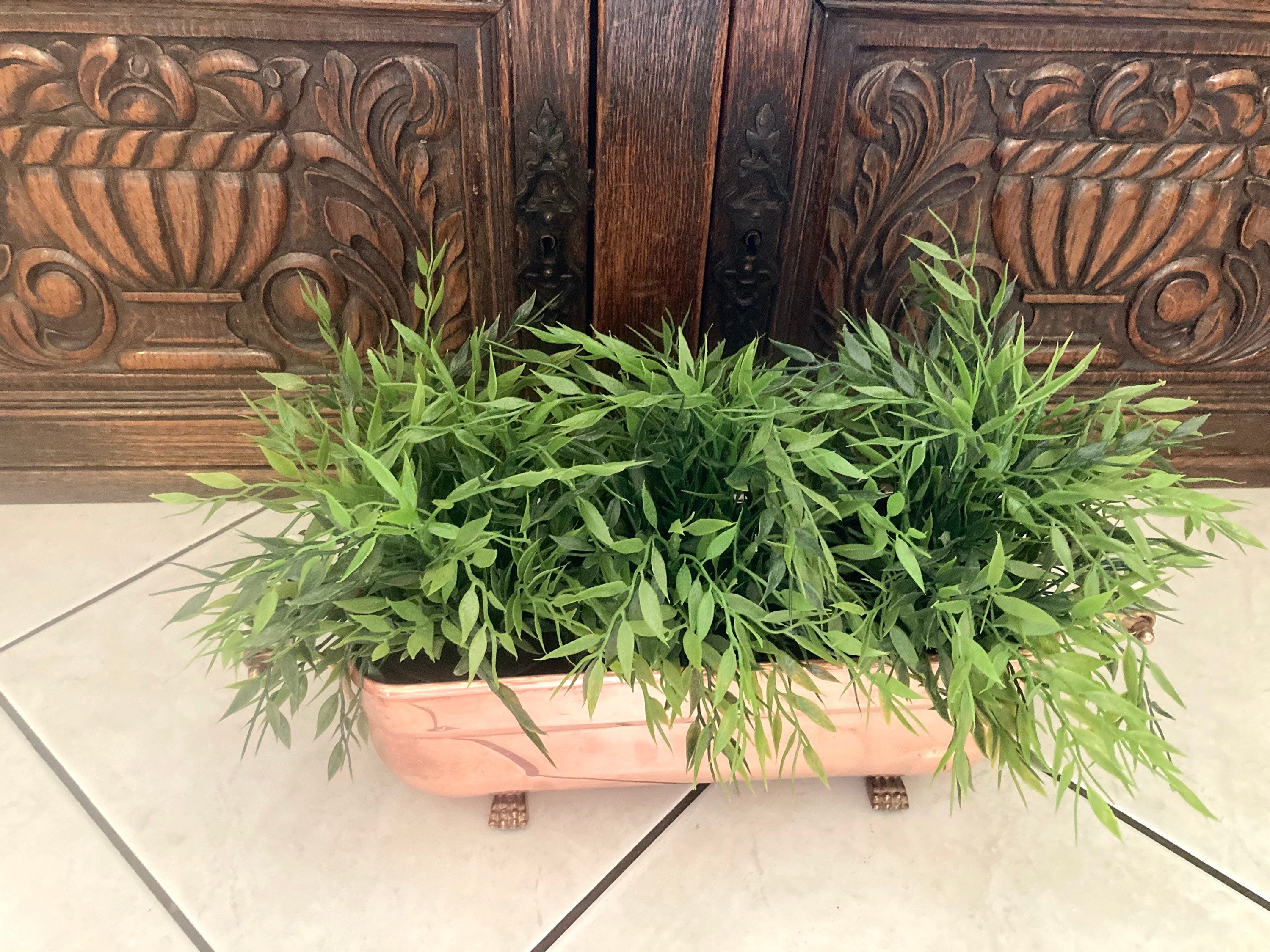 Vintage Copper Loaf Pan Planter Brass Handles Laminé Lip Ceramic Lion Feet Dovetail Seams Paris, Fra