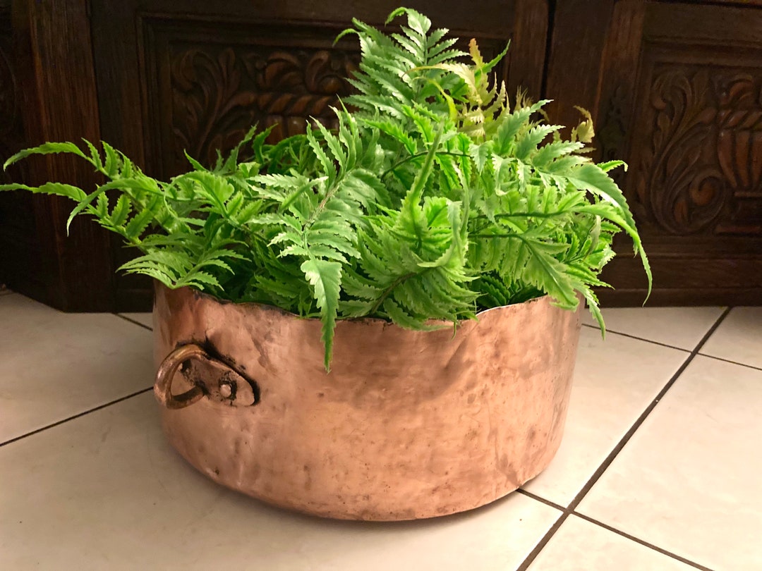 Antique Extra Large Copper Firewood Holder Planter Wood Stand Kindling