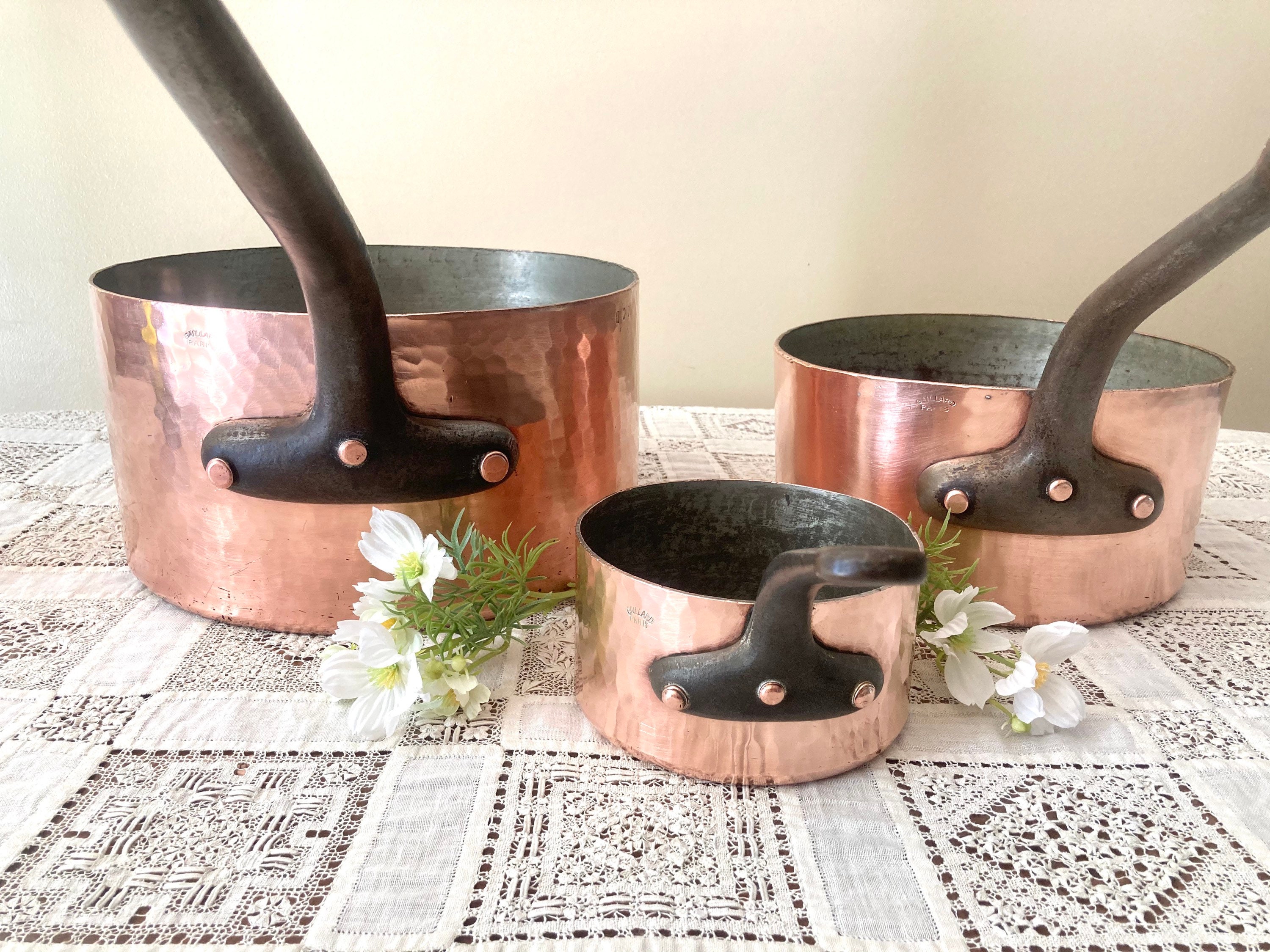 Français Professional Gaillard Hammered Pan Cookware Chef Set avec Rivets en Cuivre 3mm Paris, Franc