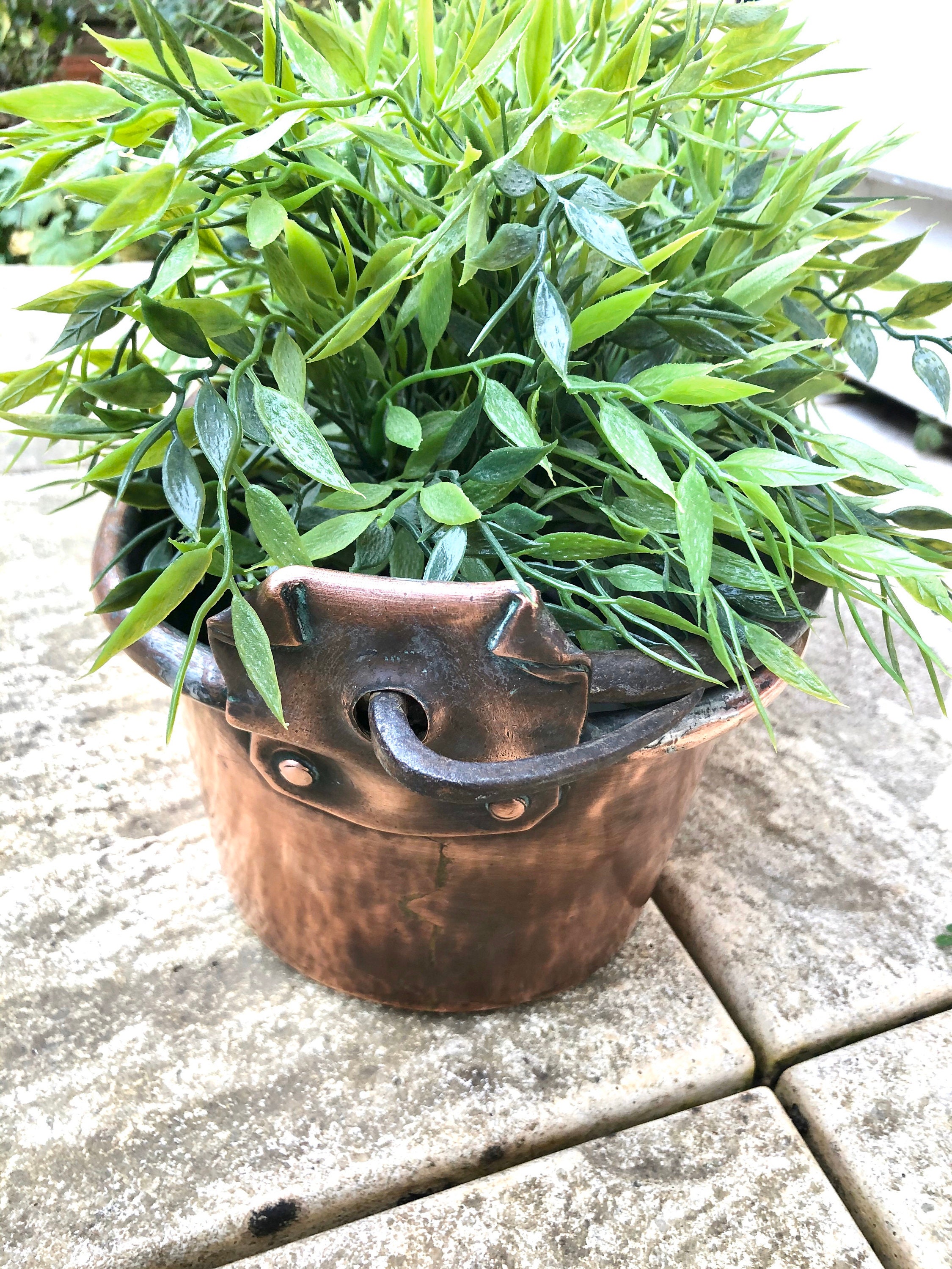 Large Antique Français Copper Hammered Fish Loaf Pan Wrought Iron Handle Rivets Paris, France #12-14