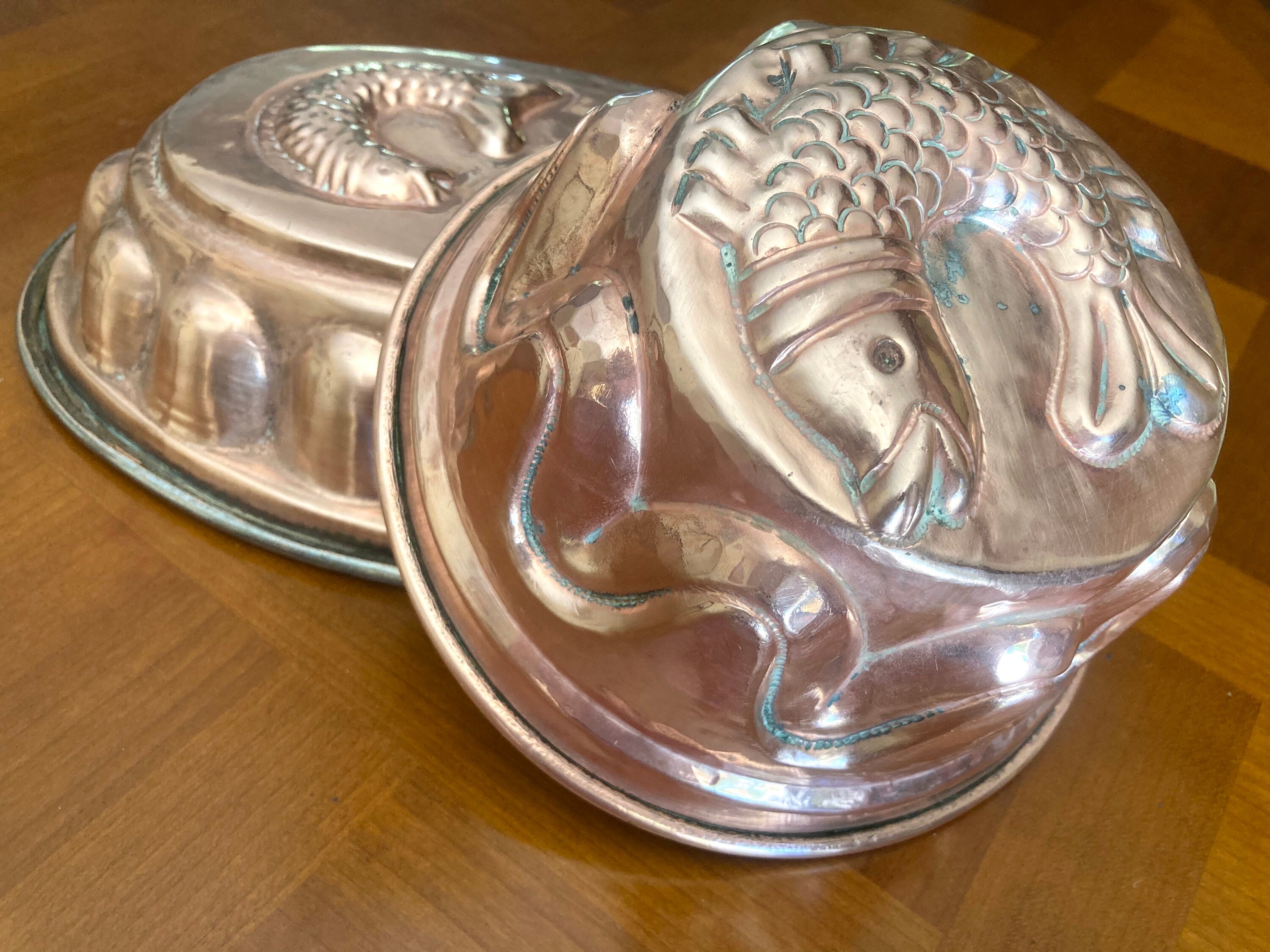 Antique Tinned Copper Mold Set Cherry Pear Paris, France #g-46-10