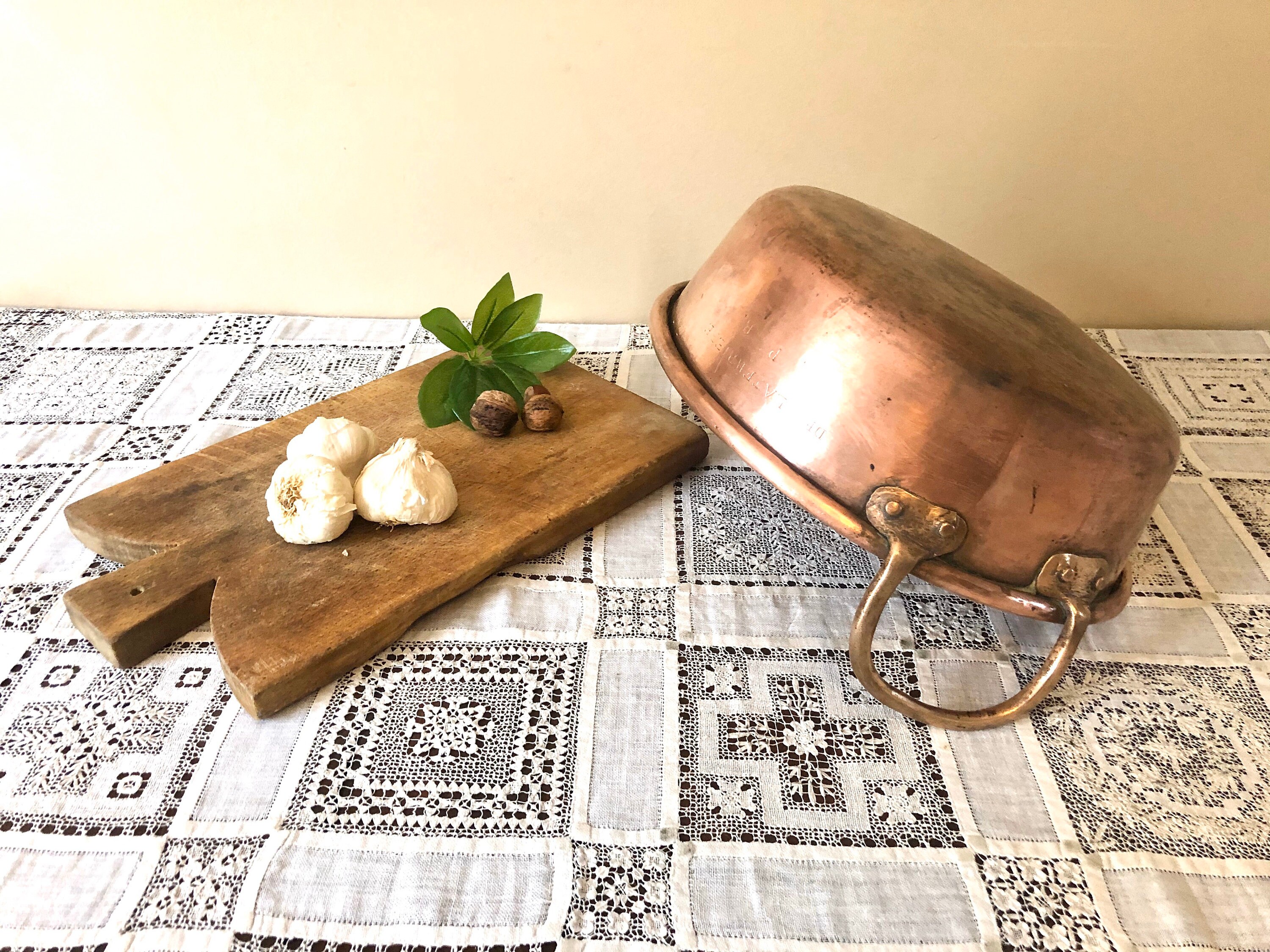 1800's Antique Artisanal Solid Copper Bowl Rolled Lip Whipping Cream Egg Whites Paris, France #10-65