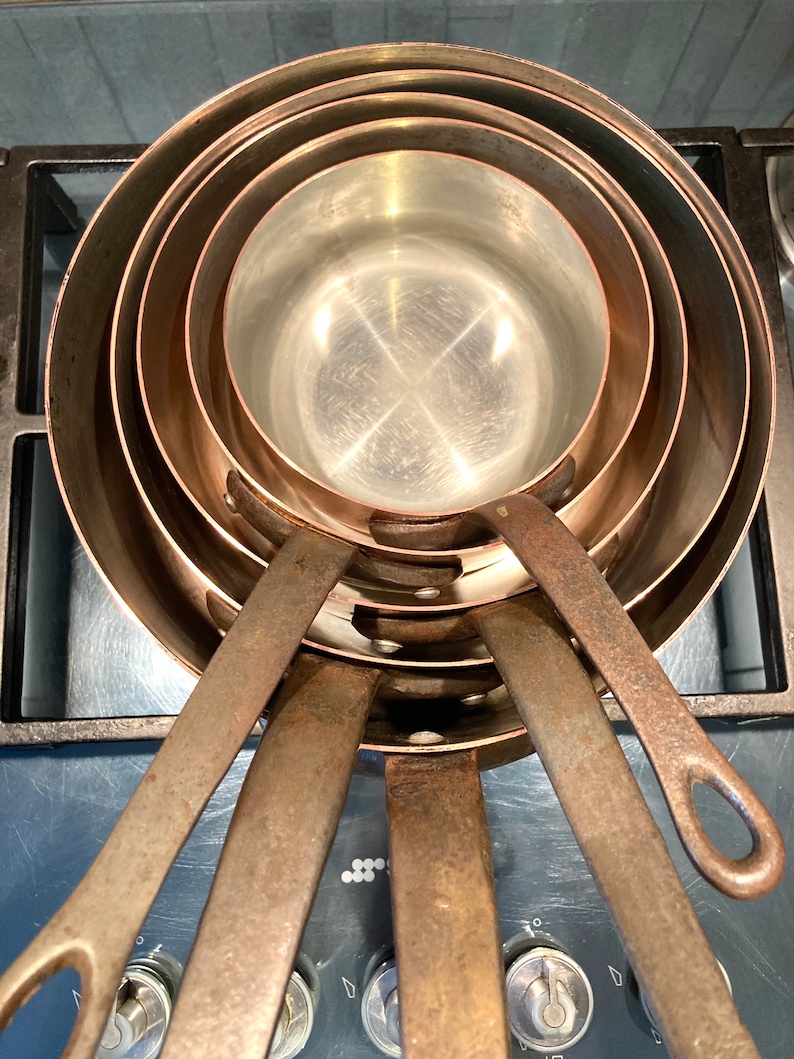 Copper Pans Cookware Set Metal Handles Metal Rivets 5 Piece Etsy