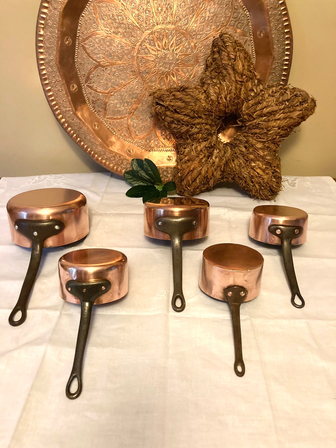 French Saucier Mini Copper Pan Set Iron Handles Metal Copper Etsy
