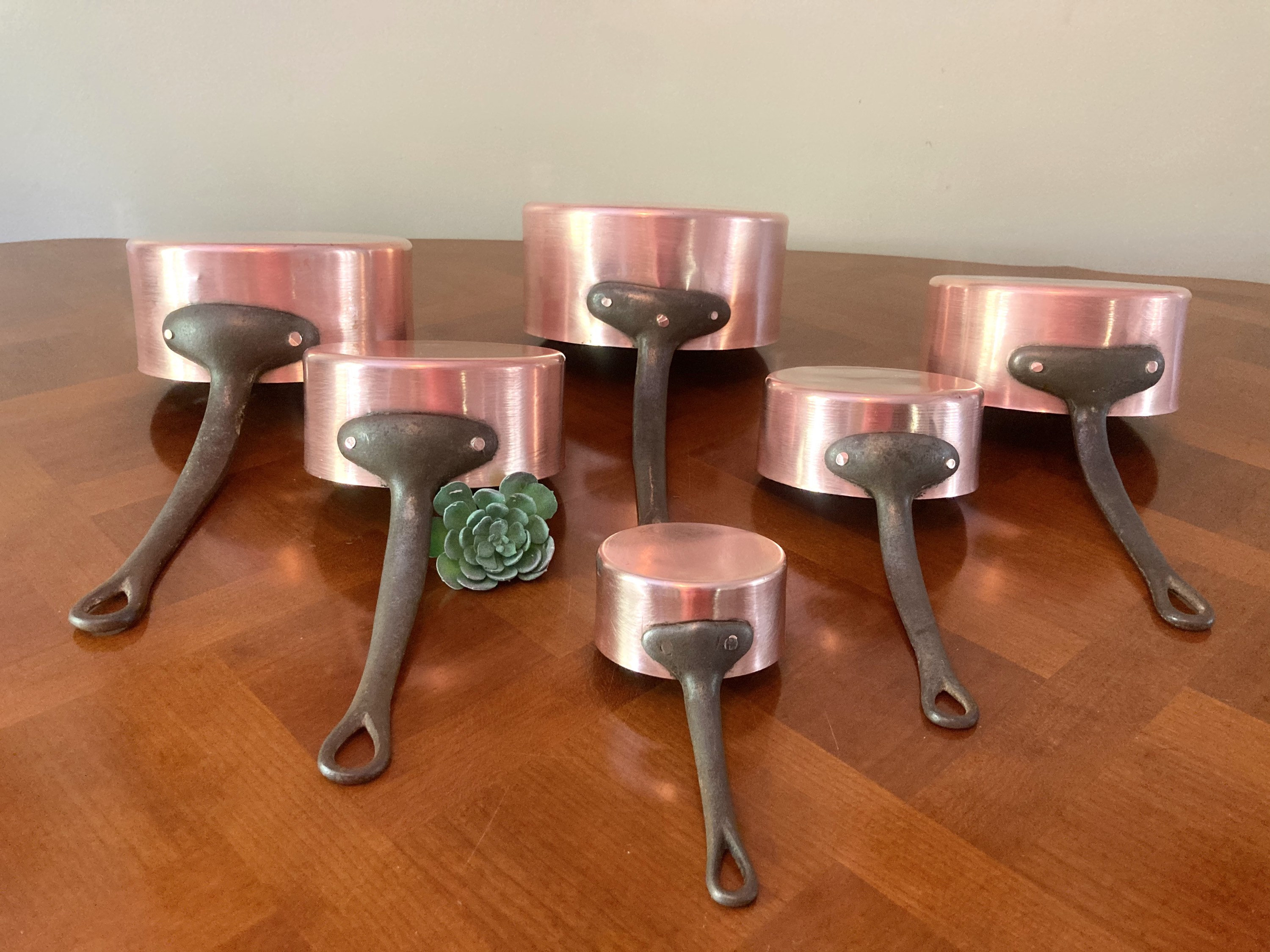 6 Pièces Français Solides Casseroles en Cuivre Ensemble Poignées Rivets 1mm Paris, France #g-7496