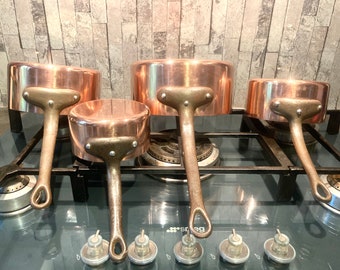 Professional Copper Pans Cookware Set Metal Handles Metal Rivets Stainless Steel 4 Piece 1.4mm Stamped 20cm Paris, France #G-867-48
