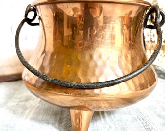 French Vintage Hammered Copper Cauldron, Stamped L. Lecellier Pot, Planter, Kettle Paris, France #G-1000-85