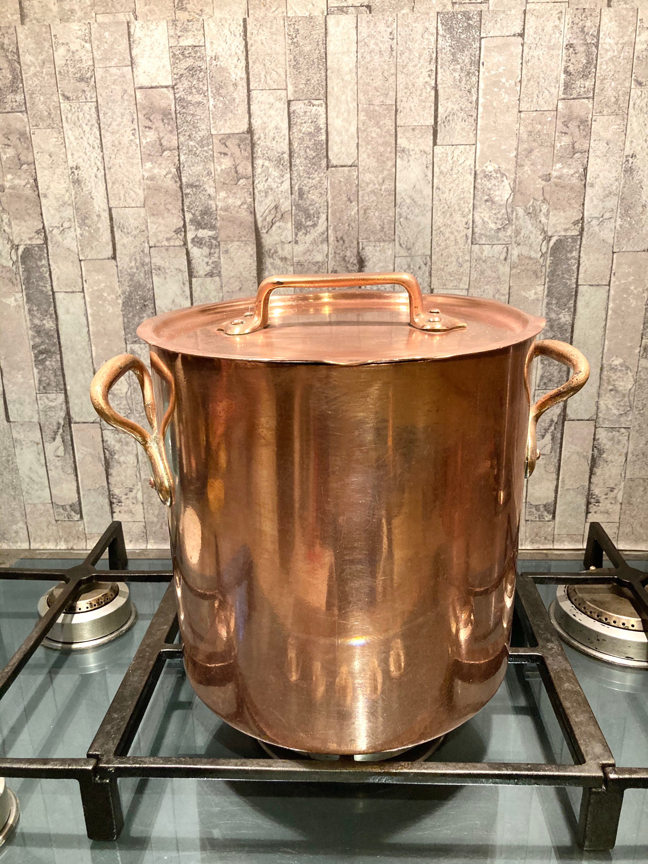 Professional Copper Stock Pot With Brass Handles 24cm Copper Etsy