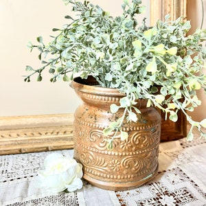 Copper Vase Planter Vintage Floral Patterned Paris, France #G-9582