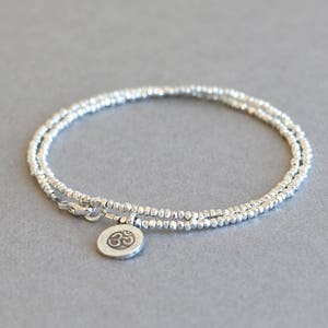 Silver Bracelet Silver Wrap Bracelet Fine Silver Bracelet Karen Hill Tribe Silver Stackable Bracelet Om Charm Bracelet