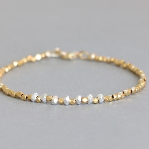 Mixed Metal Bracelet Gold Bracelet Hill Tribe Silver and Gold Vermeil Bracelet Gift for Her