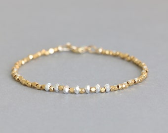 Mixed Metal Bracelet Gold Bracelet Hill Tribe Silver and Gold Vermeil Bracelet Gift for Her