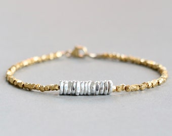 Mixed Metal Beaded Bracelet: Karen Hill Tribe Silver & Gold Vermeil Style