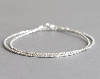 Dainty Karen Hill Tribe Silver Double Wrap Bracelet: Sterling Silver Clasp