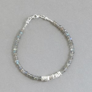 Labradorite Bracelet Beaded Bracelet Stacking Bracelet Gemstone Bracelet Hill Tribe Silver Bracelet image 2