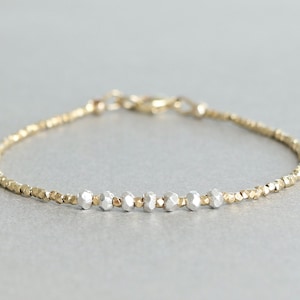 Mixed Metal Bracelet Dainty Gold Bracelet Hill Tribe Silver and Gold Vermeil Bracelet Gift for Her