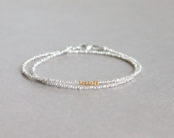 Karen Hill Tribe Silver Wrap Bracelet: Dainty Gold Accent