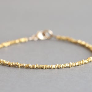 Dainty Gold Bracelet, Karen Hill Tribe Gold Vermeil Style Bracelet, Beaded Bracelet