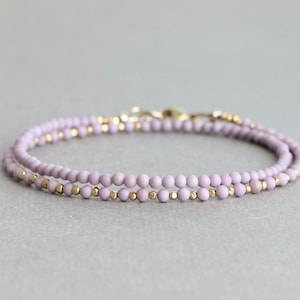 Beaded Wrap Bracelet Phosphosiderite & Karen Hill Tribe Silver Bracelet Dainty Beaded Gemstone Wrap Bracelet