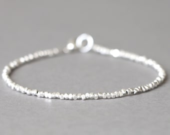 Karen Hill Tribe Silver Seed Bead Bracelet: Dainty Stacking Jewelry