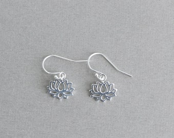 Lotus Earrings Lotus Flower Earrings Sterling Silver Lotus Flower Earrings Gift for Her