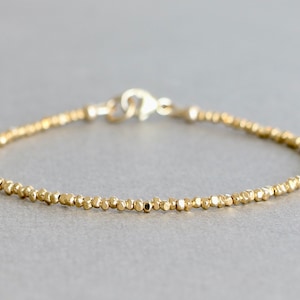 Dainty Gold Bracelet Gold Bracelet Karen Hill Tribe Gold Vermeil Style Bracelet Beaded Stacking Bracelet