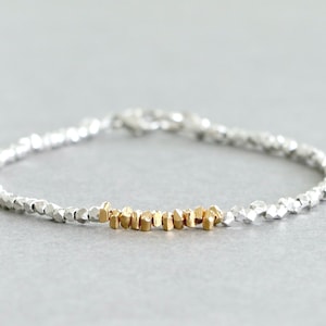 Two Tone Silver and Gold Bracelet Mixed Metal Bracelet Silver and Gold Vermeil Style Bracelet Karen Hill Tribe Bracelet