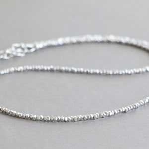 Handmade Karen Hill Tribe Silver Beaded Necklace, Minimalist Sterling Silver Clasp