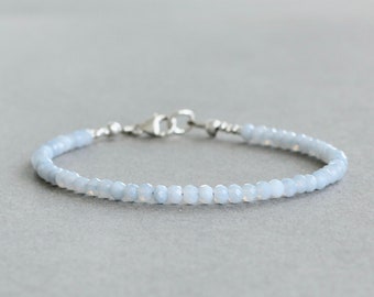 Opal Bracelet Blue Opal Bracelet October Birthstone Stacking Gemstone Bracelet Gift for Libra