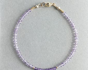 Birthstone Bracelet, Dainty Amethyst Bracelet