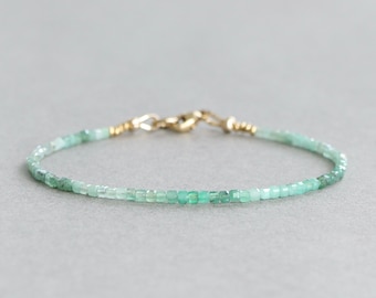 Emerald Bracelet May Birthstone Bracelet Beaded Gemstone Bracelet Gift for Taurus