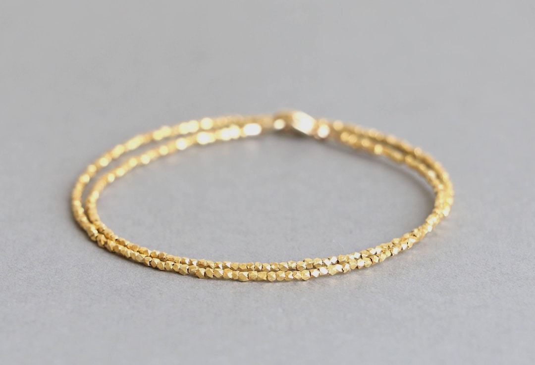 Gold Bracelet Gold Wrap Bracelet Karen Hill Tribe Gold Vermeil Style Wrap Bracelet Double Wrap Bracelet Beaded Bracelet