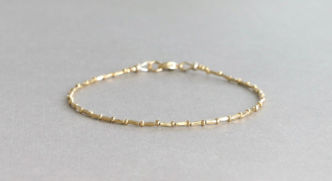 Dainty Karen Hill Tribe Gold Vermeil Beaded Bracelet