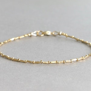 Dainty Gold Bracelet, Karen Hill Tribe Gold Vermeil Style Bracelet, Beaded Bracelet
