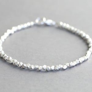 Dainty Karen Hill Tribe Silver Bracelet: Stacking Beaded Bracelet
