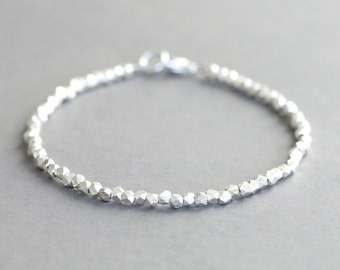 Dainty Karen Hill Tribe Silver Bracelet: Stacking Beaded Bracelet