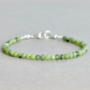Natural Jade Bracelet, Canadian Jade Beaded Bracelet, Green Bracelet, Dainty Bracelet Stacking Bracelet