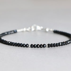 Spinel Bracelet Black Spinel Beaded Bracelet Gemstone Bracelet Dainty Bracelet