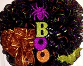 BOO Halloween Deco Mesh Wreath