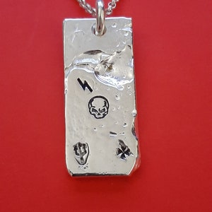 Ingot Pendant   Heavy Solid  Forged Sterling Silver *925