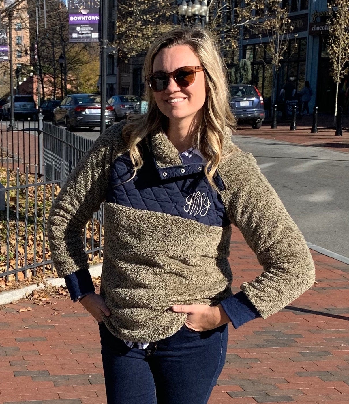 sherpa quilted pullover