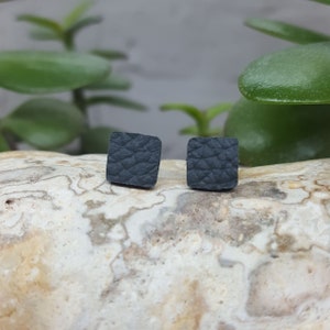 Leather Stud Earrings, Moss Green, Geometric Earrings, Green Earrings ...