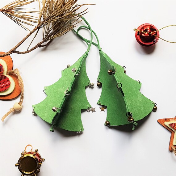 Download Green Leather Christmas Tree Decoration Jingle Bells Stars Etsy Yellowimages Mockups