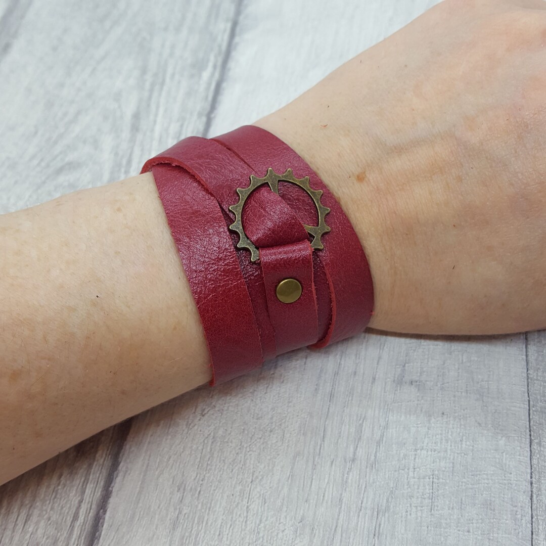 Red Leather Wrap Bracelet, Red Leather Bracelet, Leather Bracelet