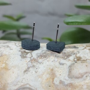 Leather Stud Earrings, Moss Green, Geometric Earrings, Green Earrings ...