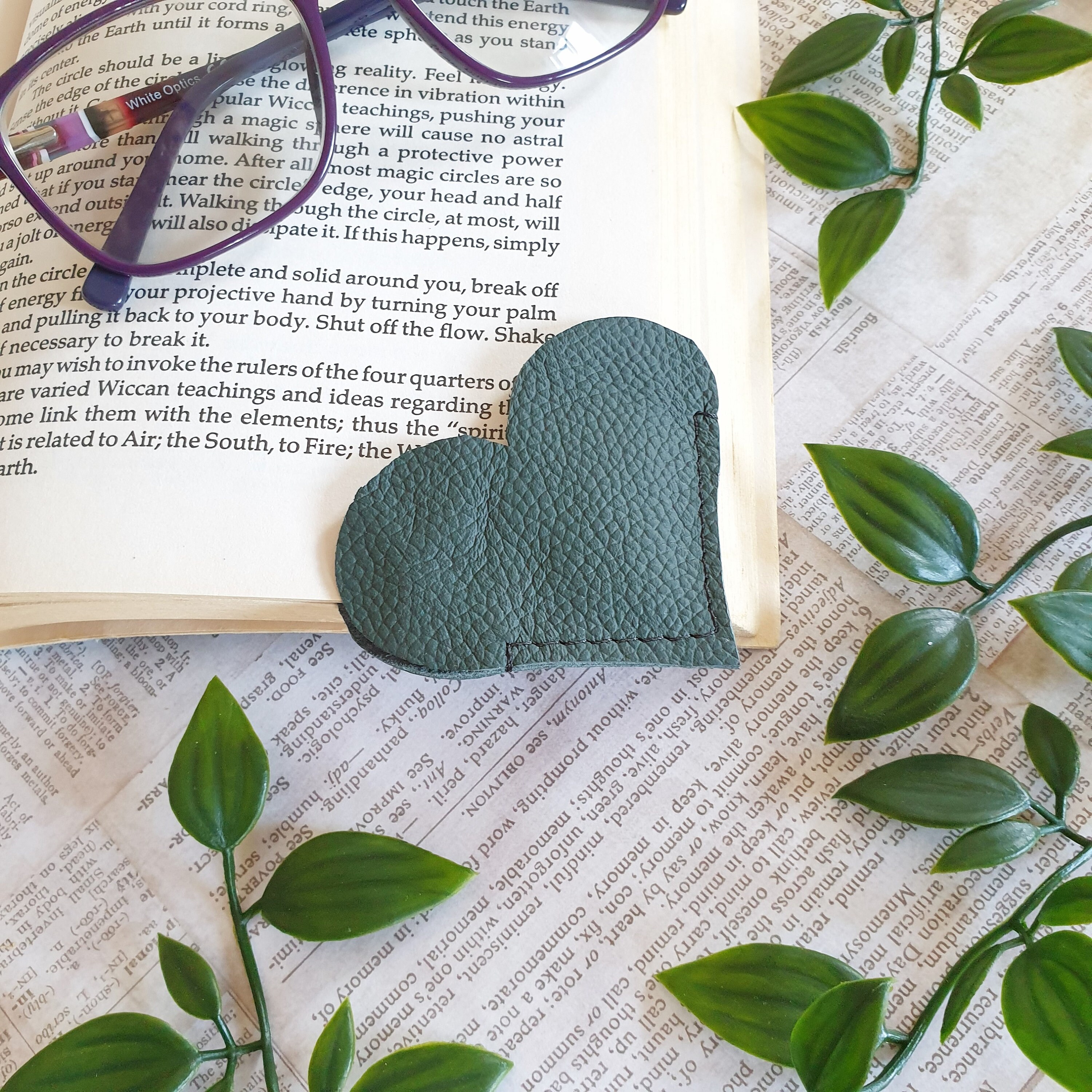Cascading Hearts Leather Book Marker Leather Book Mark Heart