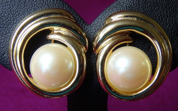 Vintage De-Stash Bulk Lot 2 Pr Faux Pearl Earring… - image 3