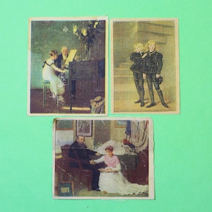 キャンバスに描かれたヴィンテージ シガレット カード R & J Hill The Spinet House Cigarettes 「キャンバスの傑作」 1915 バドミントンと The Spinet House シリーズ