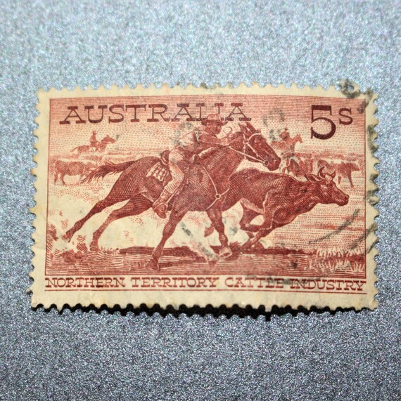 Vintage Australian Predecimal Stamp 1961 Aboriginal Stockman Etsy